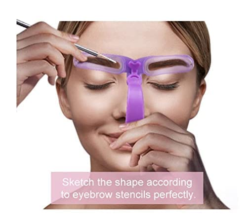 1Pc Pouple Eyebrow Shaping Kit,Eyebrow Template,8 Styles Reusable Eyebrow Stencil with Handle and Strap, Washable, Eyebrow Color