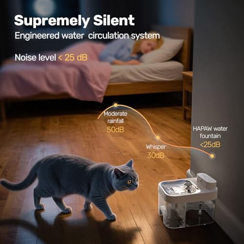 HAPAW Cat Water Fountain, Wastewater Separation & No Filter Cotton, Pet Water Dispenser with 101oz/3L Large Capacity Tank,...