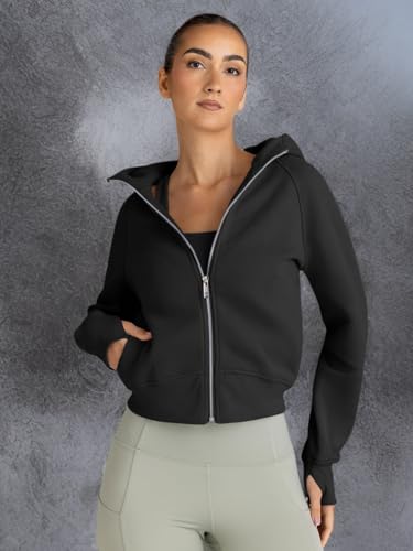 Trendy Queen Womens Zip Up Hoodies Jackets Cropped Sweatshirts Fleece Fall Outfits Casual Comfy Y2k Tops Winter Clothes 2026