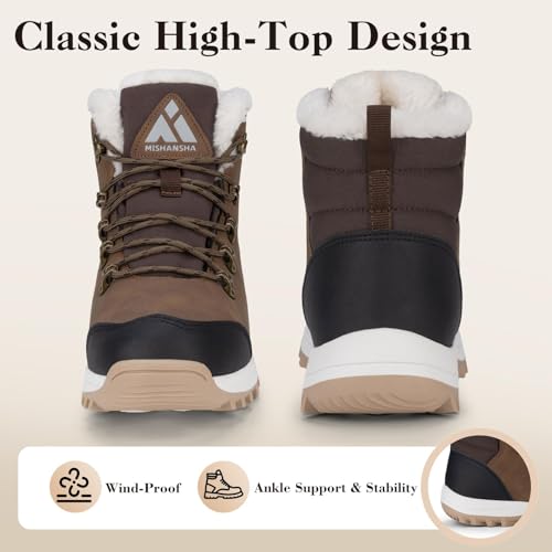 Mishansha Winter Boots for Women Water-Resistant Warm Snow Boots with Fur Lining Non Slip Sole for Outdoor Cold Weather Hi...