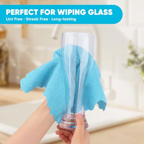 Orighty Microfiber Cleaning Cloth, 24 Pack Highly Absorbent Cleaning Rags, Household Cleaning Supplies, Reusable Lint Free...