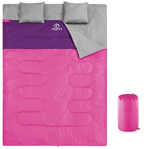 oaskys Double Sleeping Bag for Adults with 2 Pillows - Queen Size XL Waterproof Sleeping Bag for All Season Camping Hiking...