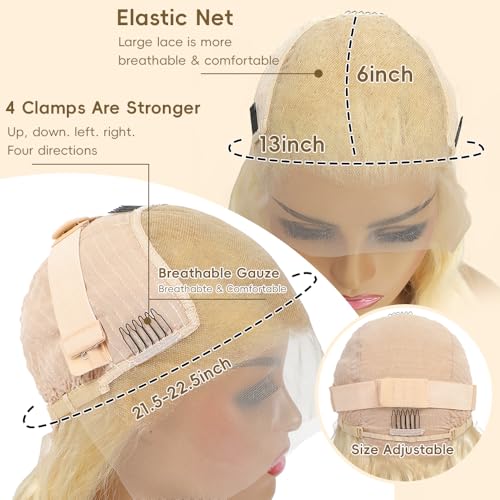 26 Inch Blonde Lace Front Wigs Human Hair Pre Plucked 613 Lace Front Wig Human Hair 200% Density Straight Blonde Wig with Baby Hair for Women