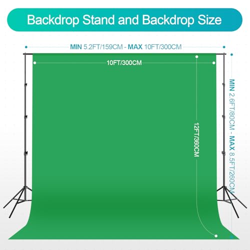 EMART 8.5 x 10 ft Backdrop Support System, Professional Photography Lighting Kit with 10*12ft Backdrop*3, 50W LED Blub, Re...