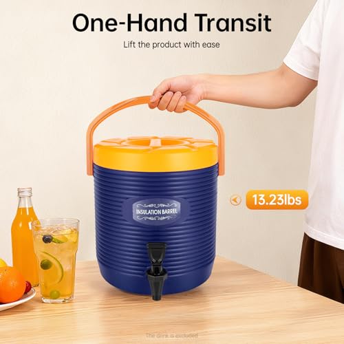 HIFMGHE Insulated Beverage Dispenser, 3 Gallon Ice and Hot Drink Dispenser with Spout, 24-Hour Portable Stainless Steel In...