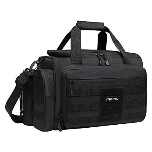 MOSISO Tactical Range Bag for Gun,Large Range Duffle for Pistols and Gear,Carrying Bag with Handle&Shoulder Strap for Handguns and Ammo, Soft Cases for Pistol for Shooting Range Outdoor Hunting, Black