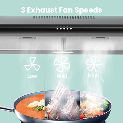Comfee' Range Hood 30 inch, Under Cabinet Ducted/Ductless Convertible Slim Vent Hood, Durable Stainless Steel Kitchen Stov...