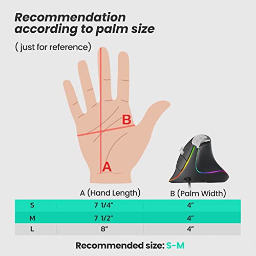 Nulea M504 Wired Vertical Mouse, USB Ergonomic Optical Mouse with 4 Adjustable DPI, 11 RGB Backlight Modes, Compatible for...