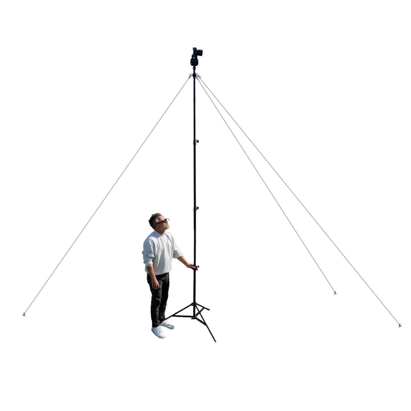Glide Gear TST 12 12-Foot Tripod Stand – Air-Cushioned Telescoping Sections, Heavy-Duty Aluminum Construction, Adjustable Height, Supports Cameras Up to 4 lbs - Stabilization Kit Included