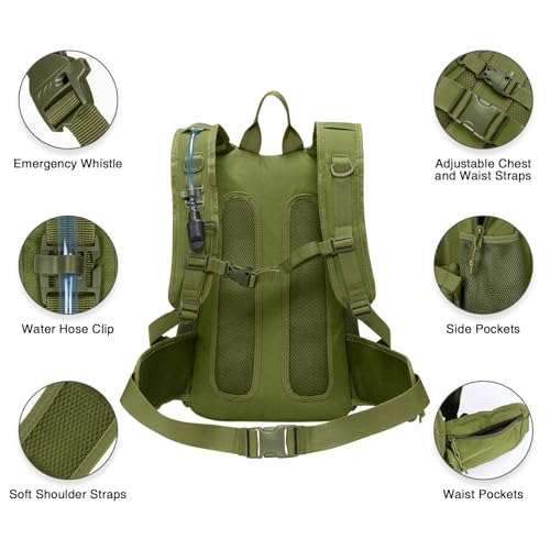 CVLIFE Tactical Hydration Backpack with 3L TPU Water Bladder, 22L Hiking Backpack for Men Women, Heavy Duty Molle Water Ba...