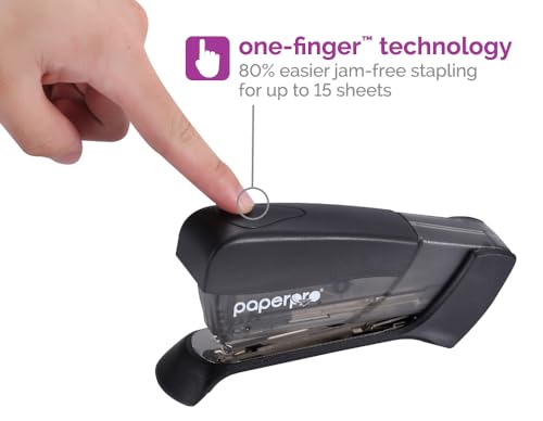 PaperPro Compact Classic Desktop Stapler, 15 Sheet Capacity, No Effort, Includes 105 Staples, One Finger, 80% Easier Stapl...