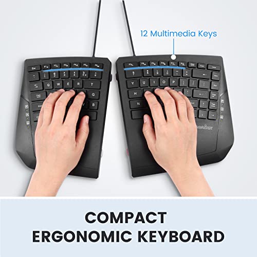 Perixx PERIBOARD-524B US, [Firmware Updated] Wired Ergonomic Split Keyboard - Up to 2 Ft Seperation - Adjustable Tilt Angl...