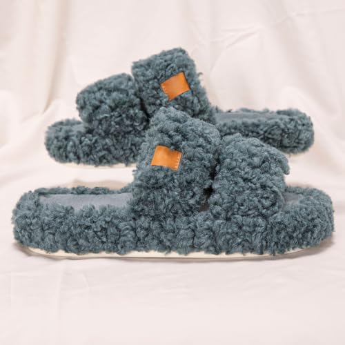 House Slippers for Women Fuzzy Open Toe Soft Comfy Bedroom Shoes for Indoor Outdoor