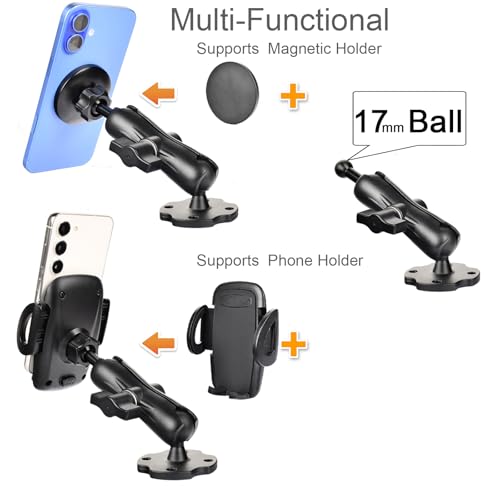 VAUBORTTI Aluminum GPS Mount with [17mm to 25mm Dual Ball Adapter], Fits Garmin GPS & Phone Holder, Replacement for Suctio...
