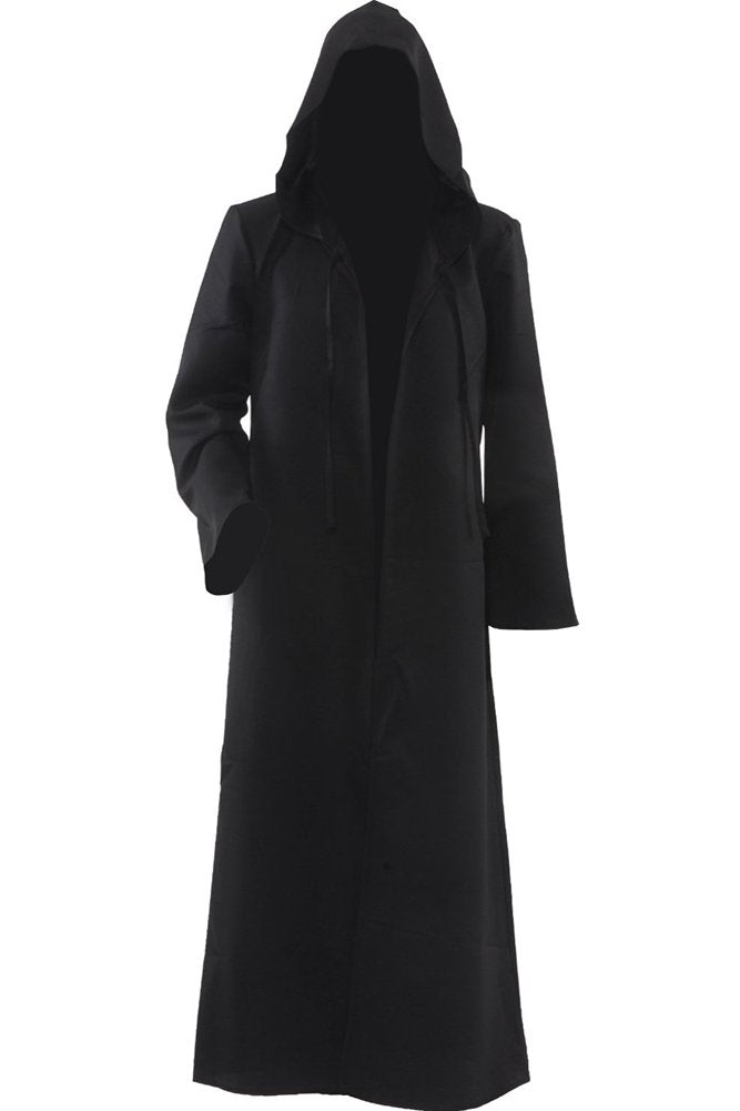 Joyshop Mens Halloween Witch Cosplay Robe Costume Adult Hooded Cloak Cape,Black,Small