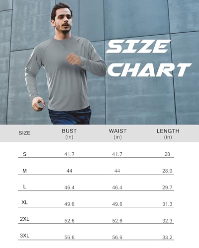 EoBeKee Men's UPF 50+ Rash Guard Long Sleeve, Lightweight UV Sun Protection SPF Water Shirts for Swim Fishing Hiking Beach