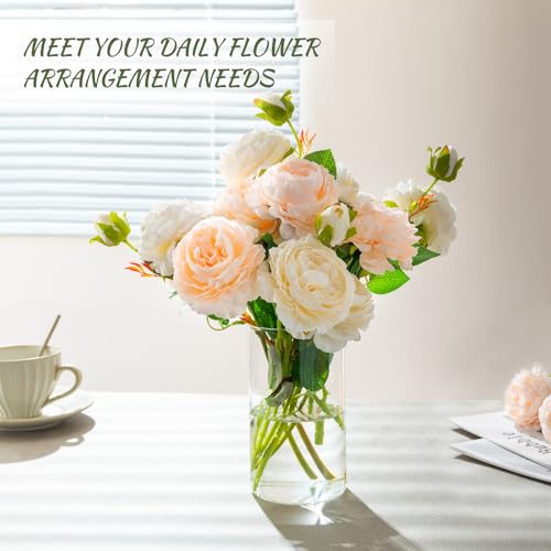 DYMFADFB 12pcs Glass Cylinder Vases for Centerpieces - 6 Inch Tall Flower Vase for Wedding Decorations, Clear Glass Flower...
