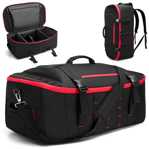 Smasrob 65L Tactical Duffle Bag Gym Bag with Backpack Straps, Wet Pocket and Detachable Dividers, Duffle Backpack for Trav...