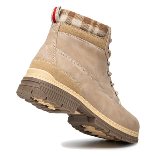 Snow Hiking Winter Boots for Women - Casual Brown Combat Work Boot - Non-slip Fur-Lined Ankle Boots - Fashion Boots Waterp...