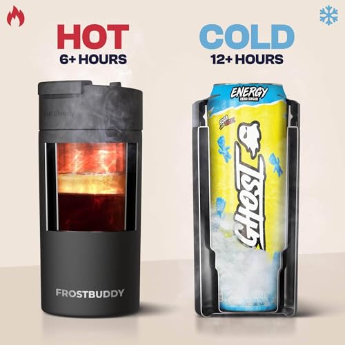 Frost Buddy Universal Can Cooler - Fits All - For Regular 12 & 16 oz or Slim-Size Bottles - Insulated Double-Walled Stainl...