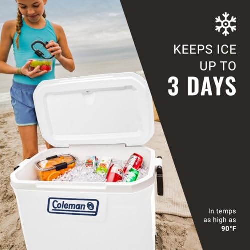 Coleman Marine Cooler with Fully Insulated UV Guard Lid & Body, Keeps Ice for 3+ Days, Great for Boating & Fishing, 52qt/1...