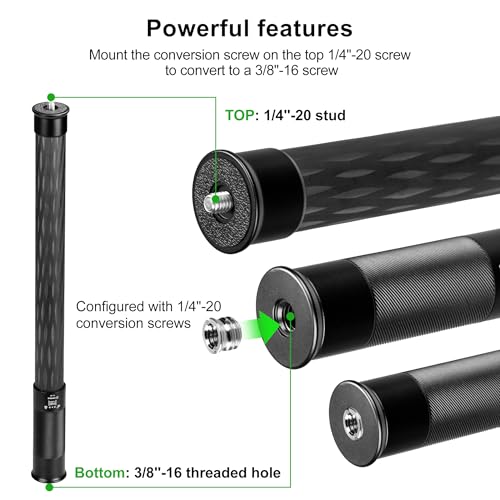 FANAUE Gimbal Extension Pole Carbon Fiber Extension Monopod Pole Stick with 1/4" Screw, 2 Section Universal Rod for Tripod...