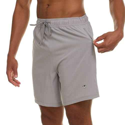 Champion Mens Swim Trunks with Compression Liner, 2 in 1 Mens Bathing Suit Shorts, 7 Inch Inseam Board Shorts for Swimming