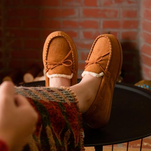 HomeTop Women's Moccasins House Slippers Memory Foam Indoor Outdoor Ladies Shoes