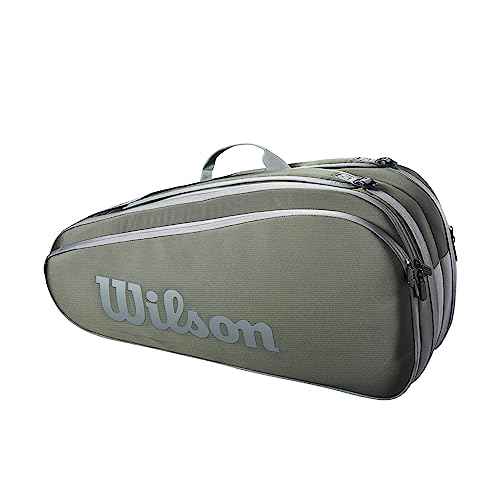 WILSON Tour Tennis Racket Bag - Dark Green and Stone Grey