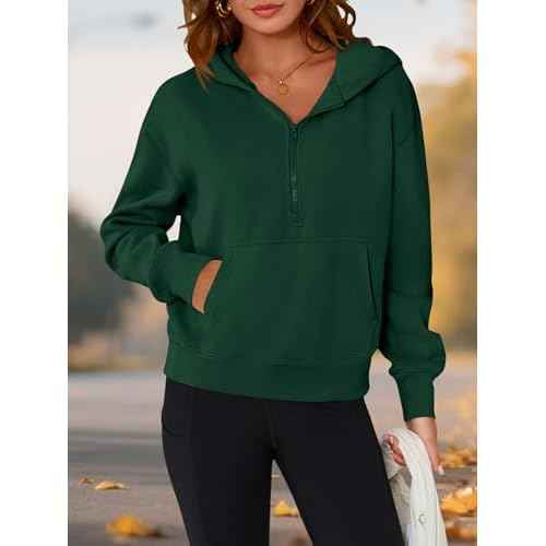 PRETTYGARDEN Women's Half Zip Up Hoodies 2025 Fall Long Sleeve Cropped Pullover Oversized Sweatshirt Fashion Y2K Clothes