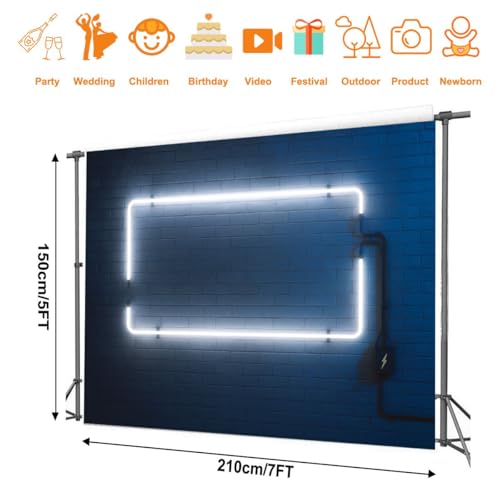 Photography Backdrop Photography Background Stylish Modern White neon Light Frame 3D for Photoshoot Portrait Photo Studio ...