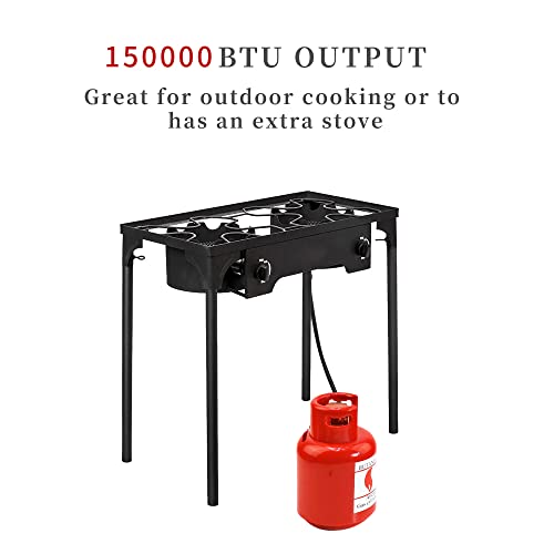 Portable Outdoor High-Pressure Camping Stove,150000-BTU 2 Burner Camping Modular Cooking Cooktop,Propane Gas Cooker,Camp S...