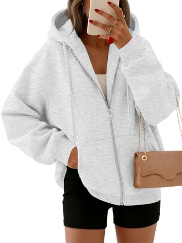 Trendy Queen Womens Zip Up Hoodies 2026 Oversized Sweatshirt