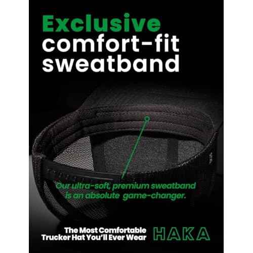 HAKA State City Trucker Hat for Men & Women, Adjustable Baseball Hat, Mesh Snapback, Sturdy Outdoor Black Golf Hat