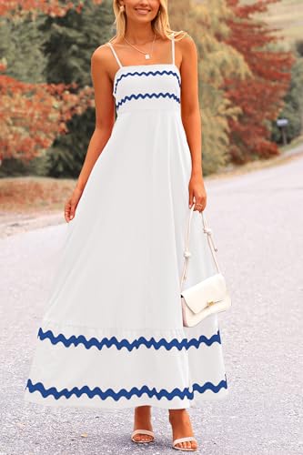 PRETTYGARDEN Women's 2026 Summer Flowy Maxi Dress Casual Sleeveless Spaghetti Strap Ruffle Beach Long Dresses