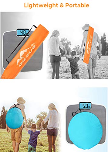 Oileus X-Large 4 Person Beach Tent Sun Shelter - Portable Sun Shade Instant Tent for Beach with Carrying Bag, Stakes, 6 Sa...