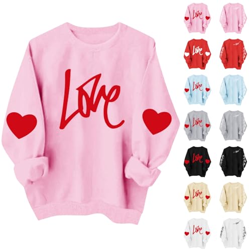 ABABC Valentines Sweatshirts for Women Love Theme Graphic Pullover Sweater Crewneck Long Sleeve Shirts Valentines Outfit