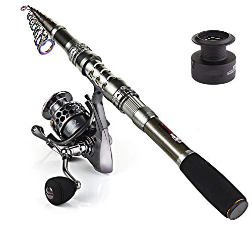 Sougayilang Telescopic Fishing Rod Reel Combos with Carbon Fiber Fishing Pole Spinning Reels and Fishing Accessories