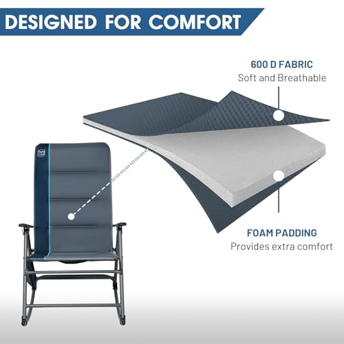 Timber Ridge Oversized Folding Rocking Camping Chair, Padded Outdoor Rocker with High Back, Portable Outdoor Chair for Pat...