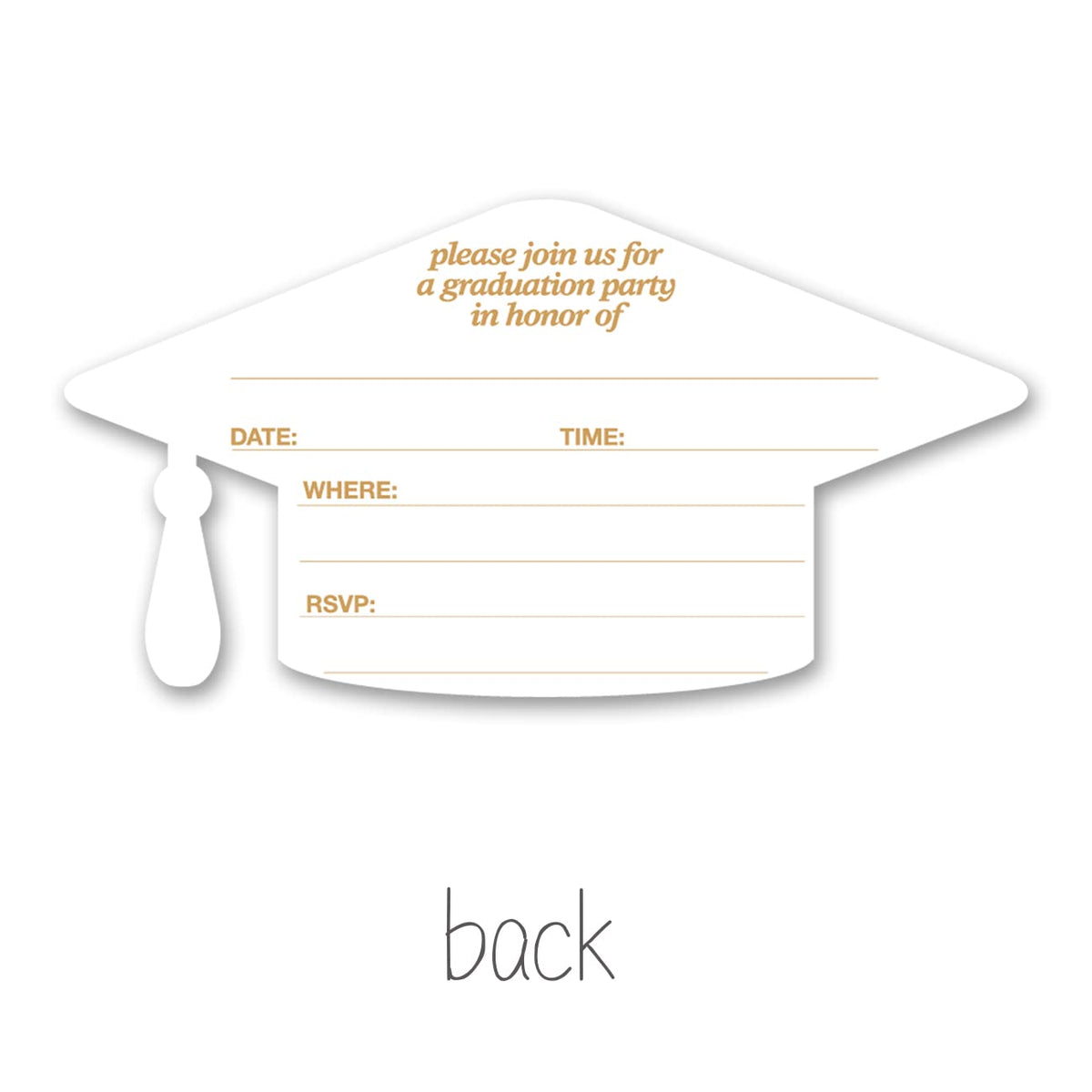 Opomzk Graduation Party Invitations with Envelopes, 20 Set Graduation Hat Shaped Invitations Grad Announcement Party Invites Supplies Favors, Double-Sided Black and Gold