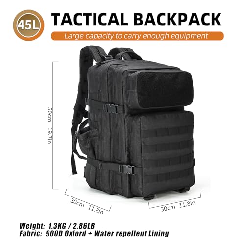 gracedon Military Tactical Backpack for Men and Women Army Camping Daypack Bug out Bag 45l Asault Pack for Travel Hiking (...