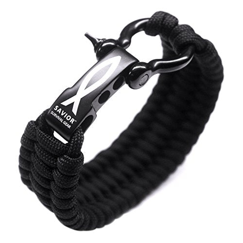 Savior Survival Gear Paracord Bracelet with Stainless Steel Adjustable Shackle