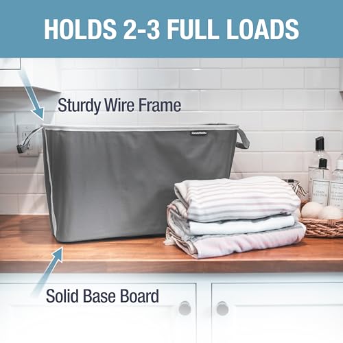 CleverMade Collapsible Laundry Basket Hamper - Shadow Stone Gray 2-Pack 60L - Space Saving Storage Organizer with Handles ...
