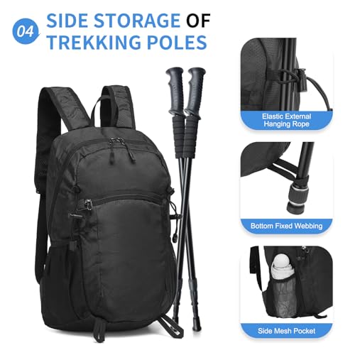 SUIKIHUM Hiking Daypack Packable, Camping Backpack Water Resistant Lightweight Polyester for Men Women Travel Outdoor