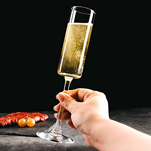 CZUMJJ Elegant Champagne Glasses Set of 12, Glass Champagne Flutes for Birthday, Wedding, Party - 6 oz, Clear