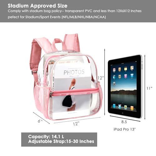 Keepcross Clear Backpack Stadium Approved 12x6x12 Small Clear Bag with Reinforced Straps Waterproof for Stadium Events, Sp...