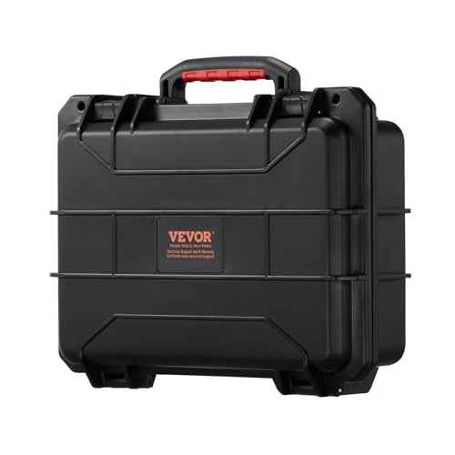 VEVOR Weatherproof Hard Case, Heavy Duty Protective Dry Box Case with Pre-cut Foam, Retractable Pull Handles for Travel, Hunting, Military, Tactical, IP67 Waterproof for Cameras(14.96x11.81x5.51)