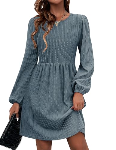 Zeagoo Women's Fall Sweater Dresses with Pockets Crew Neck Long Sleeve A-Line Dresses for Women 2025 Casual Winter Dresses