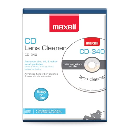 Maxell – Pro 190048 CD-340 Laser Lens Cleaner - Safe & Effective CD Player & Game Station Compact Disc Cleaner - Microfibe...