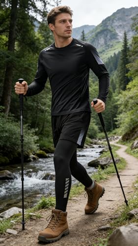 Men’s 3-Piece Activewear Set, Long-Sleeve Compression Top, Shorts & Tights for Running, Gym Workouts, Training Sessions